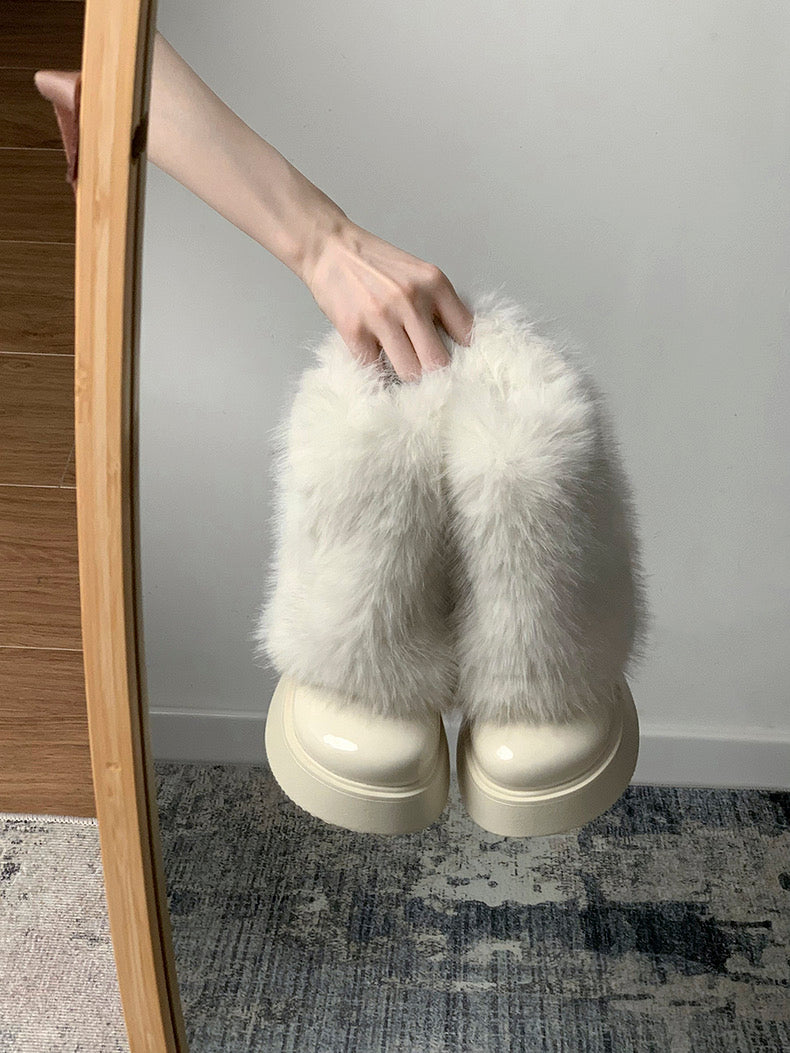 Non-slip fluffy platform snow Boots