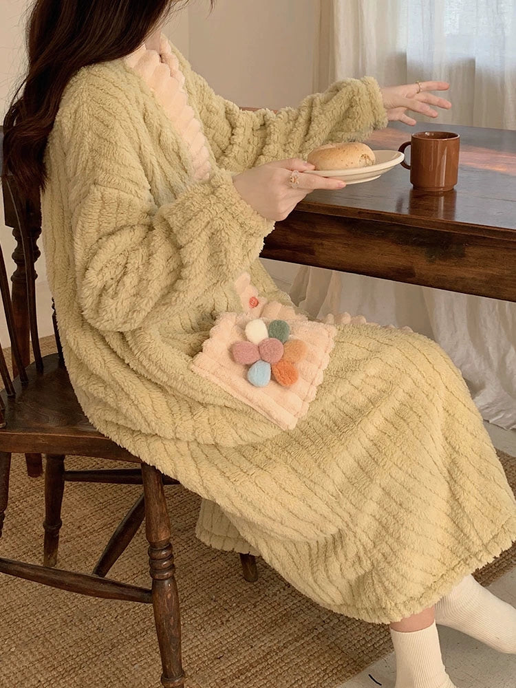 Coral Velvet Nightgown Pajama