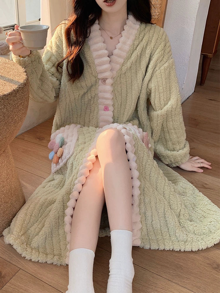 Coral Velvet Nightgown Pajama