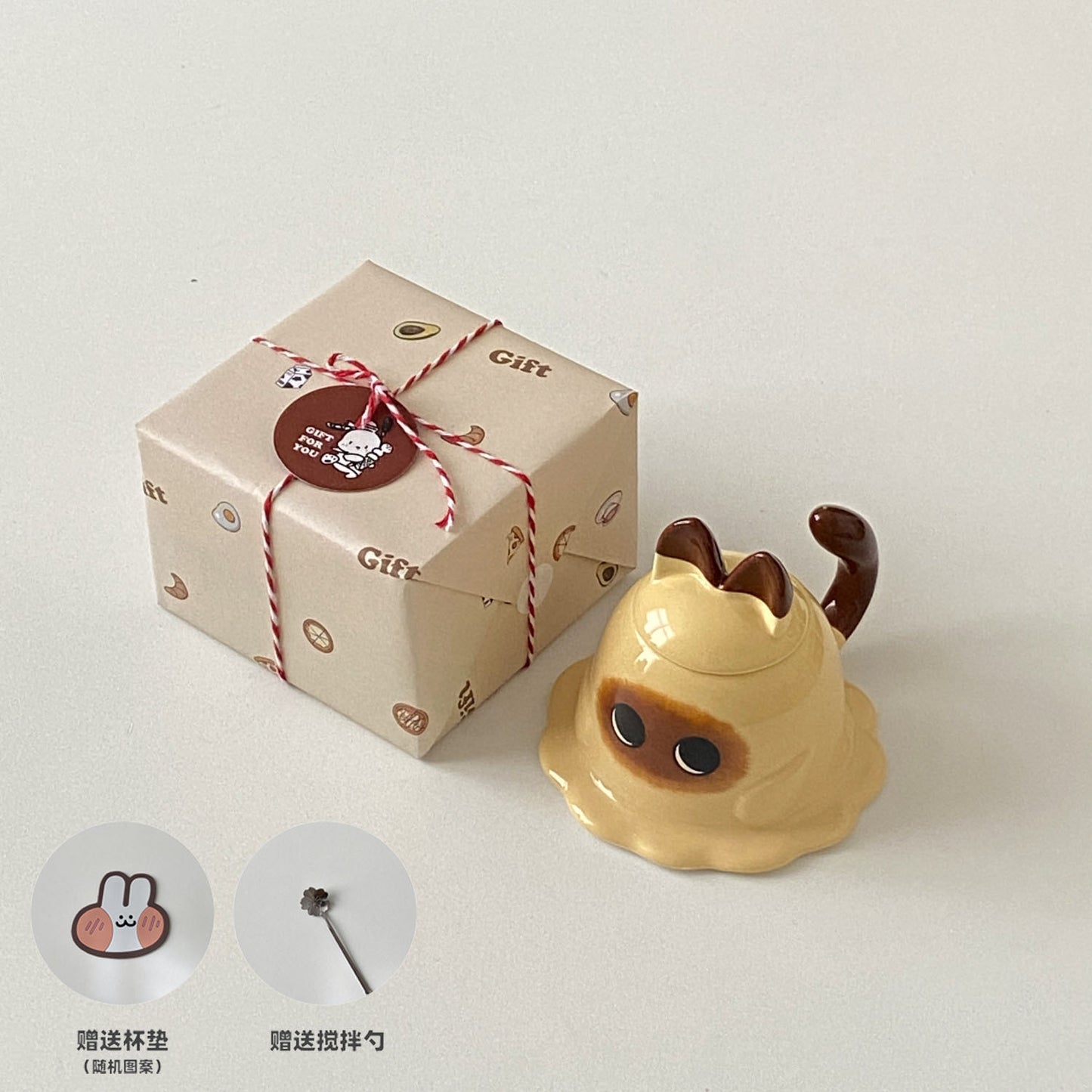 Cute cat mug with lid 300ml Gift