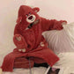 Strawberry Bear coral velvet Robe pajamas Sleepwear