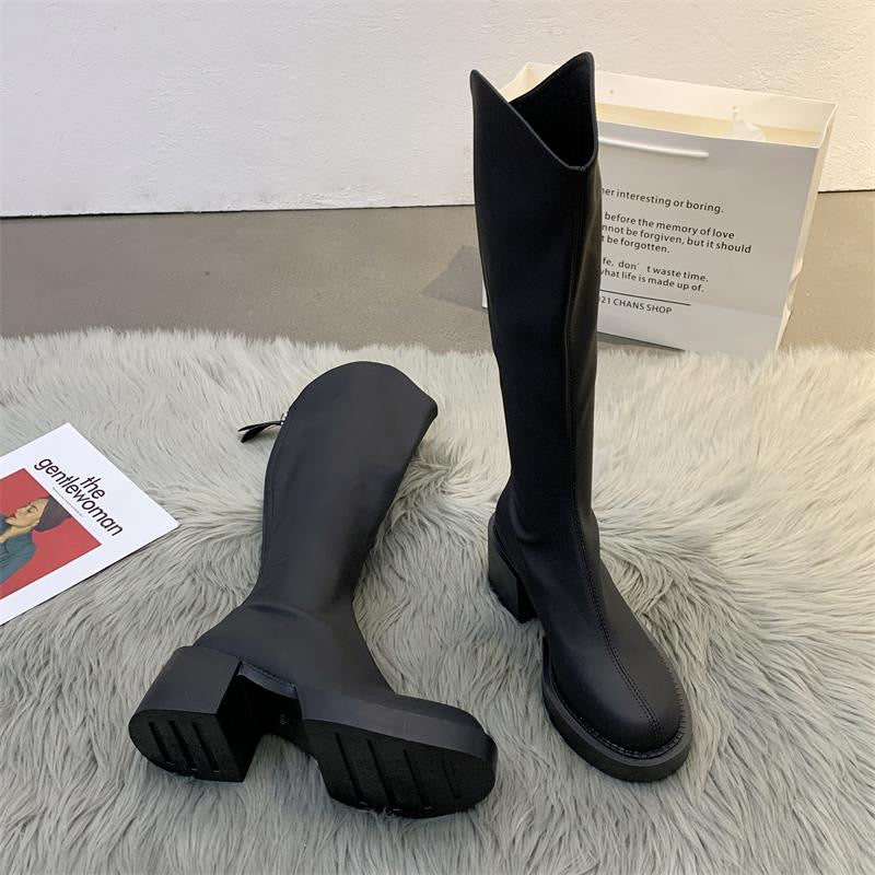 Long V Boots with heel