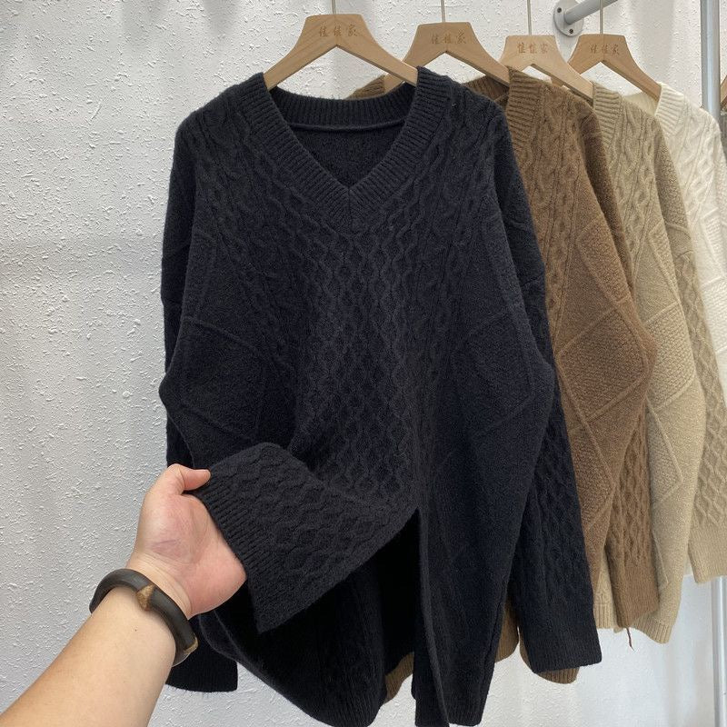 Thicken knitted Slit Sweater
