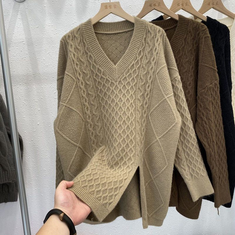 Thicken knitted Slit Sweater